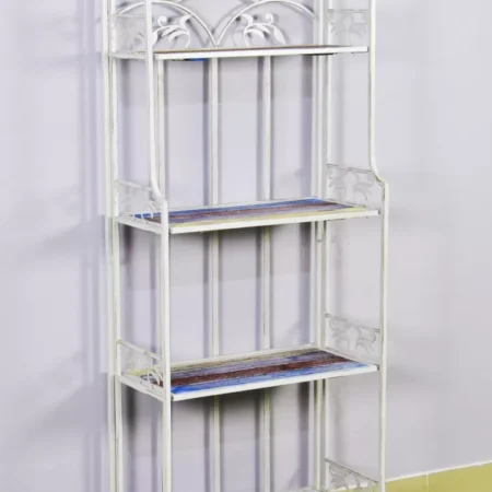 رف حديد مشغول أبيض معتق بأربعة أدوار