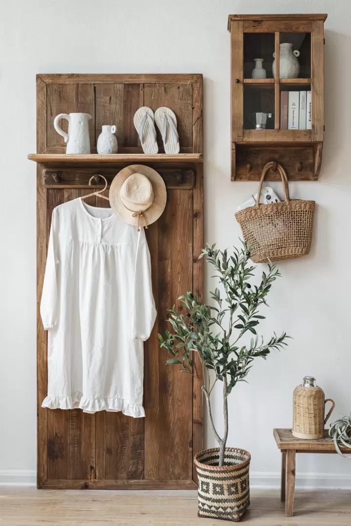 رف جداري دولاب زجاجي من خشب الصنوبر - أبعاد 75 × 45 × 24 سم - الصورة 2