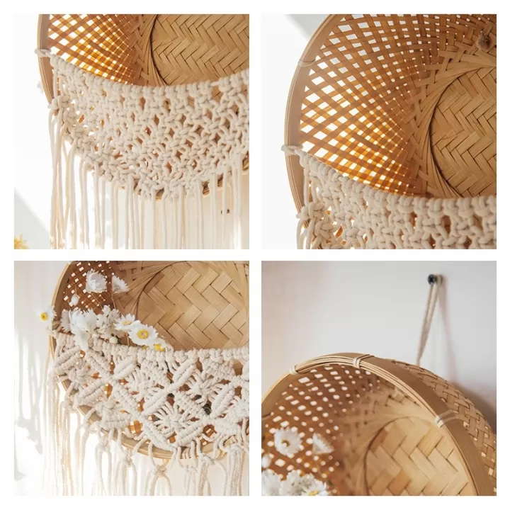 سلة من الراتان الطبيعي و المكرميه - الصورة 2