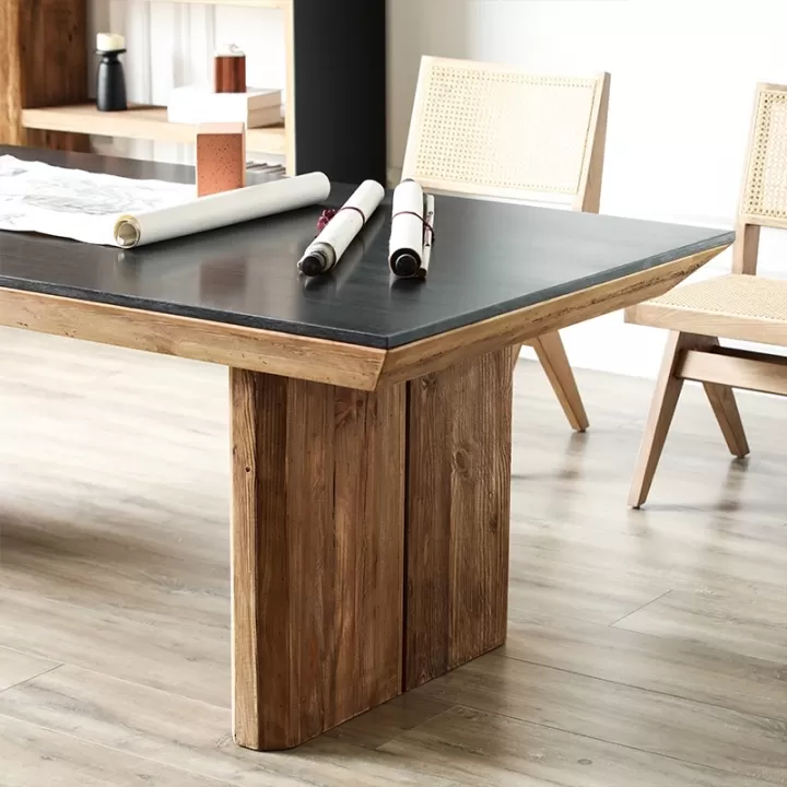 طاولة خشب طعام مع سطح من خشب MDF بقشرة الأوك - الصورة 2