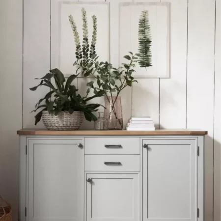 دولاب خشبي بسطح صنوبر طبيعي متعدد الاستخدامات - مقاس: ارتفاع 96 سم × طول 150 سم × عمق 40 سم