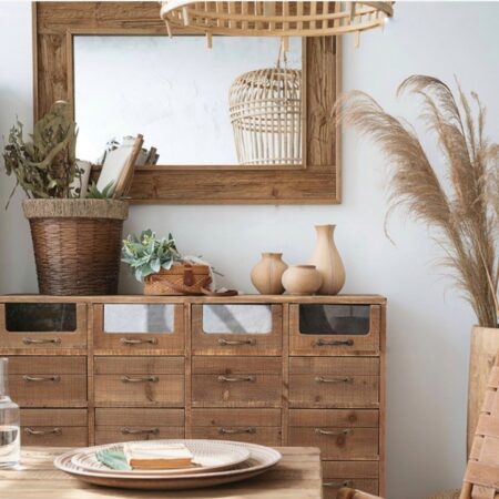 مرايا مستطيلة من خشب الصنوبر بأبعاد 80x120x3 سم