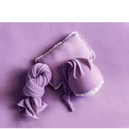 طقم خلفية + مخدة + قبعة + لفة لتصوير المواليد