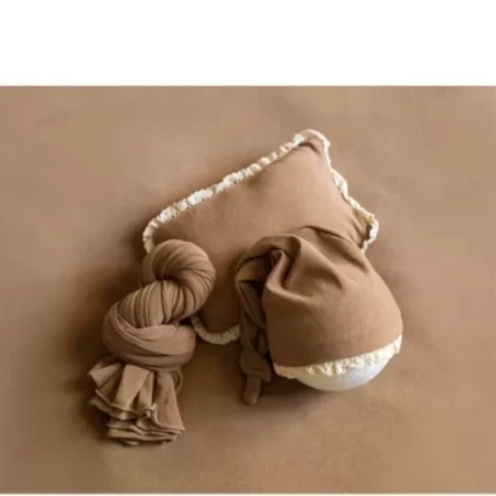 طقم خلفية + مخدة + قبعة + لفة لتصوير المواليد