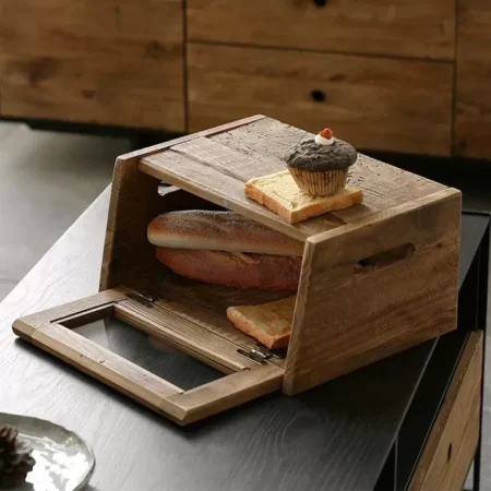 صندوق مخبوزات من خشب الصنوبر الطبيعي بحجمين مختلفين