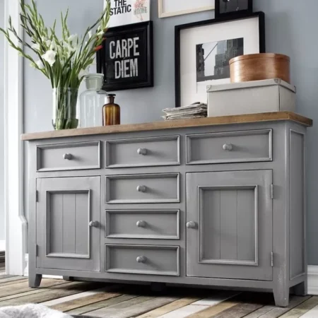 دولاب خشبي بخمسة ادراج و بابان ، بوفيه تحزين ، خزانة بوفيه جانبية، خزانة تخزين مميزة، ركن قهوة