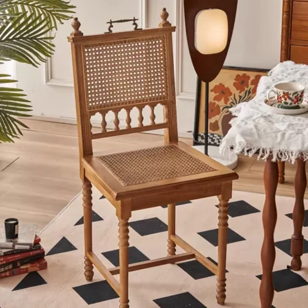 كرسي خشب اوك و راتان طبيعي