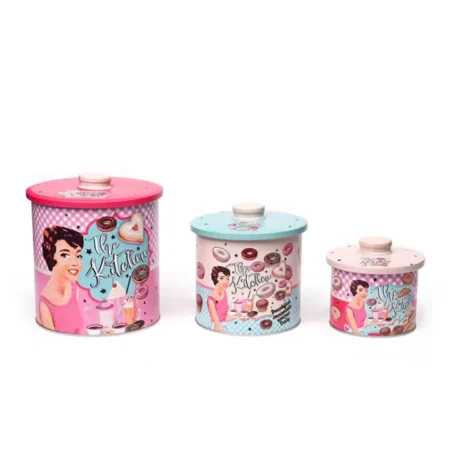 طقم علب معدنية من ثلاثة قطع