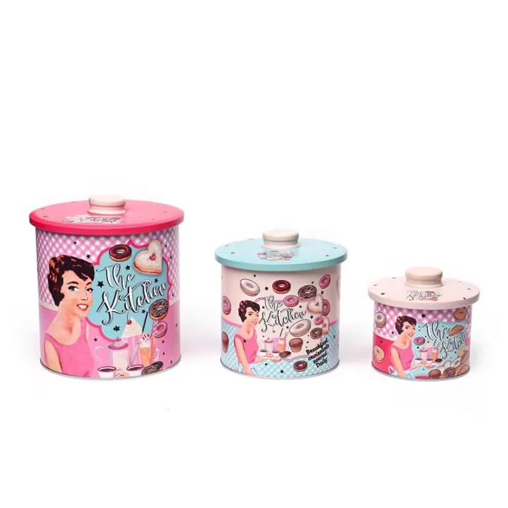 طقم علب معدنية من ثلاثة قطع