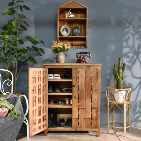 دولاب تخزين احذية صنوبر طبيعي بتهوية