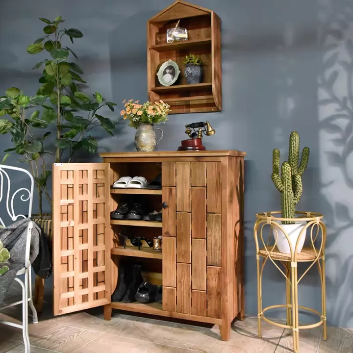 دولاب تخزين احذية صنوبر طبيعي بتهوية - الصورة 2