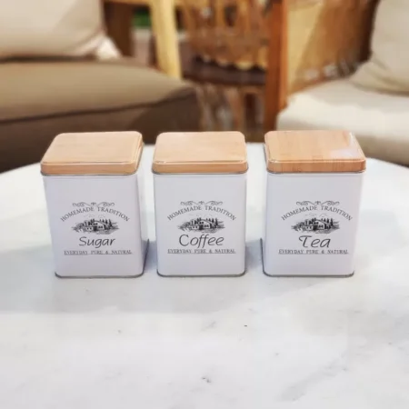 طقم علب معدنية (3 قطع) برسومات السبعينات وألوان الباستيل