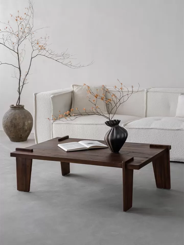 طاولة وسط مستطيلة من الخشب الطبيعي