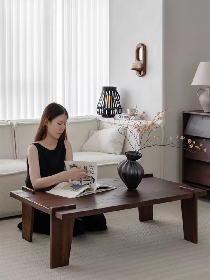 طاولة وسط مستطيلة من الخشب الطبيعي - الصورة 3