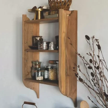 رف خشبي متعدد الاستخدامات بثلاثة أدوار