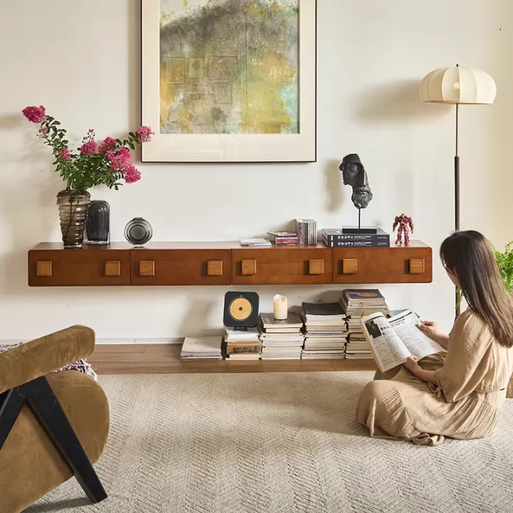 طاولة شاشة بلازما خشب باربعة ابواب تخزين - الصورة 2