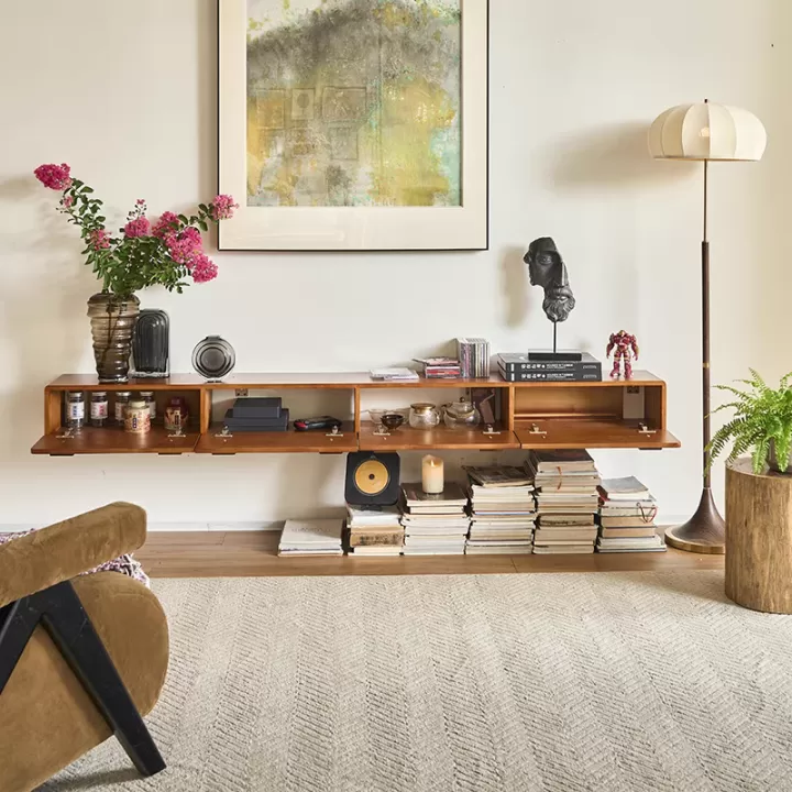 طاولة شاشة بلازما خشب باربعة ابواب تخزين - الصورة 3