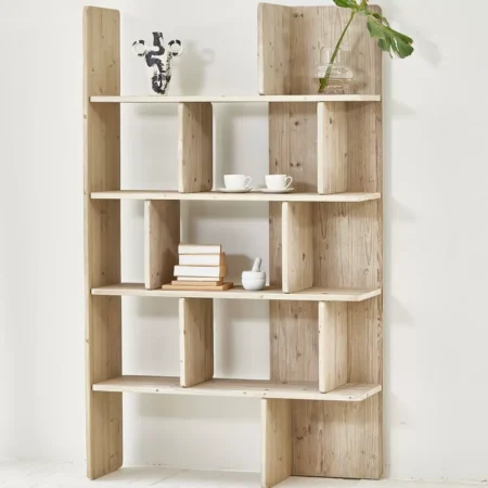 مكتبة من خشب الصنوبر الطبيعي - باربعة ارفف