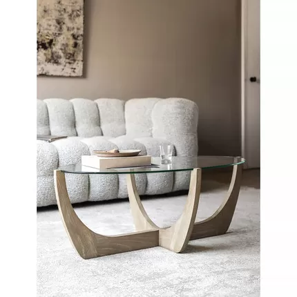 طاولة قهوة بيضاوية لوسط المجلس من خشب الاوك - الصورة 3