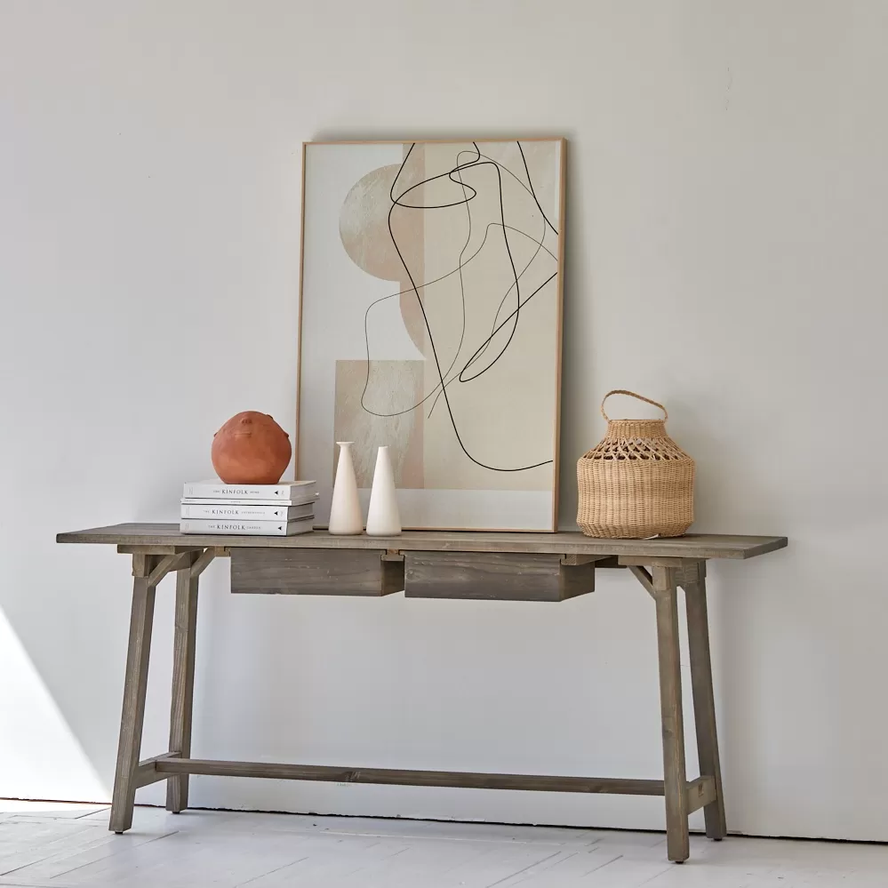 طاولة كونسول من خشب الصنوبر بدرجين - الصورة 2