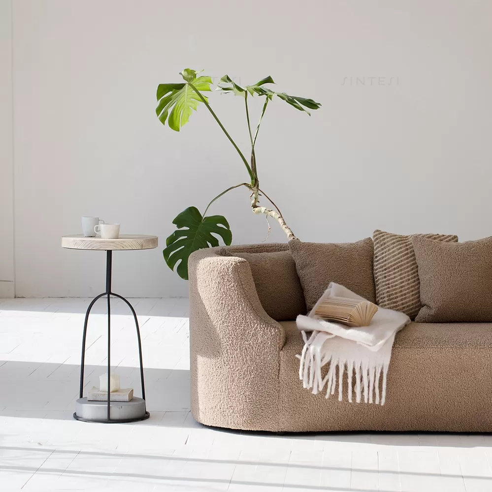 طاولة خدمة جانبيه معدنيه وبسطح من خشب الصنوبر الطبيعي - الصورة 2