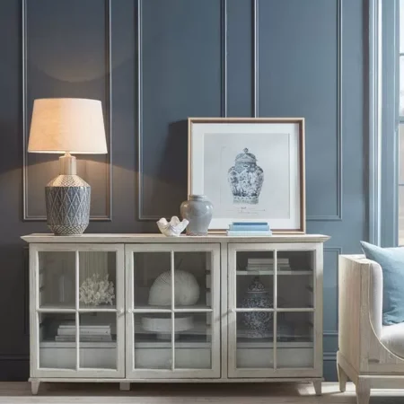 دولاب بوفيه ريفي بابواب زجاج وادراج مخفيه