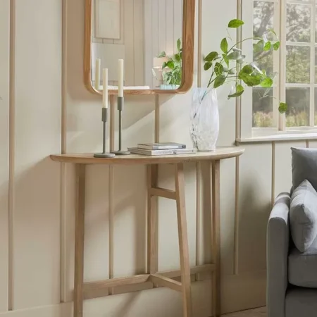 طاولة كونسول من خشب الاوك الطبيعي