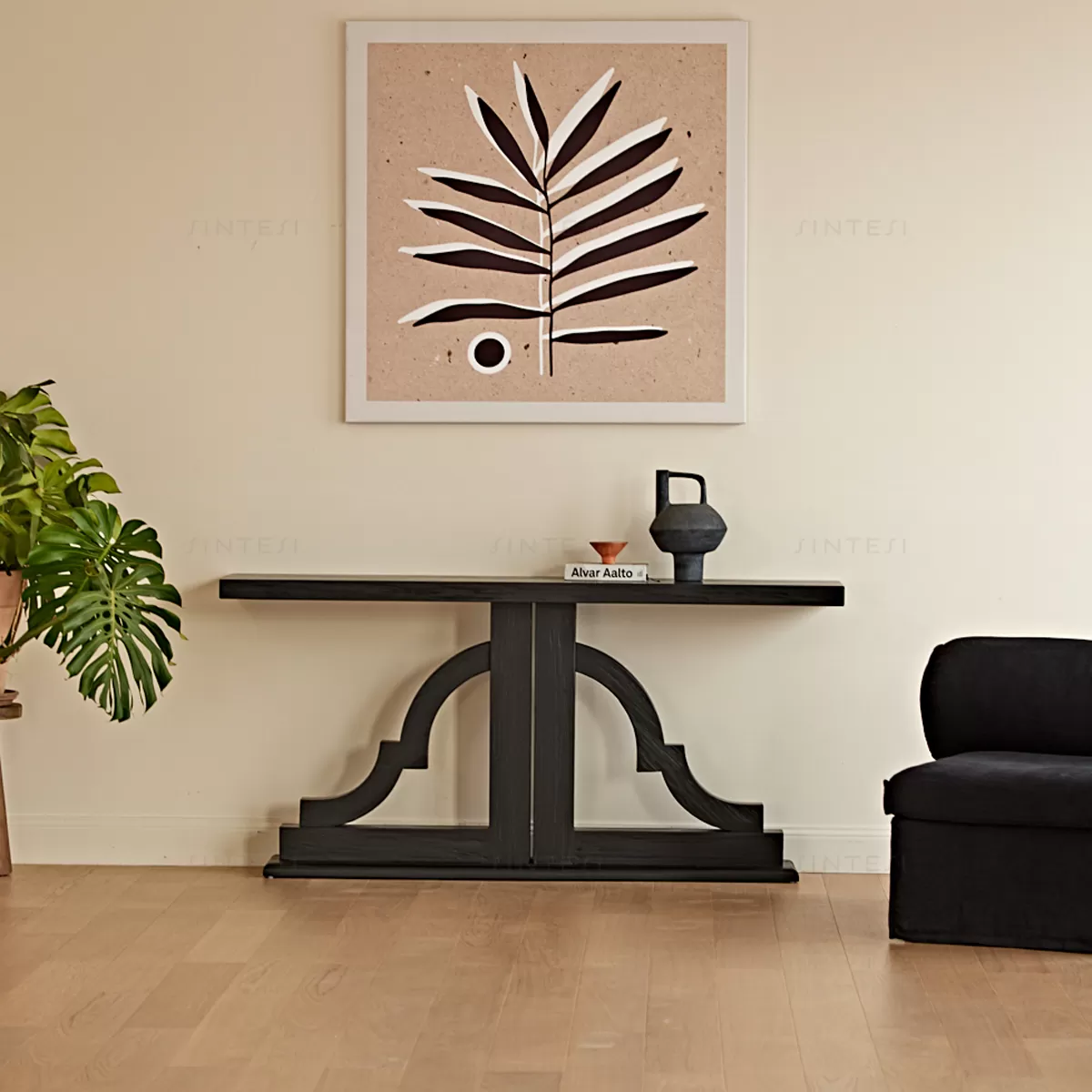 طاولة كونسول من خشب الصنوبر الطبيعي