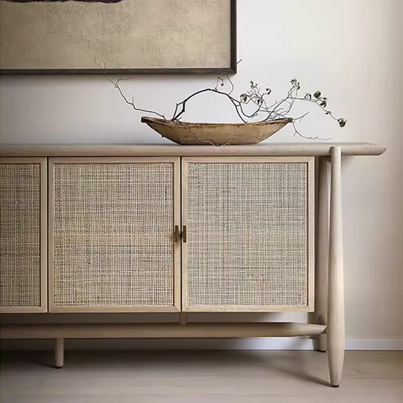 مدخل كونسول ريفي من خشب الاوك و الراتان الطبيعيان - الصورة 4